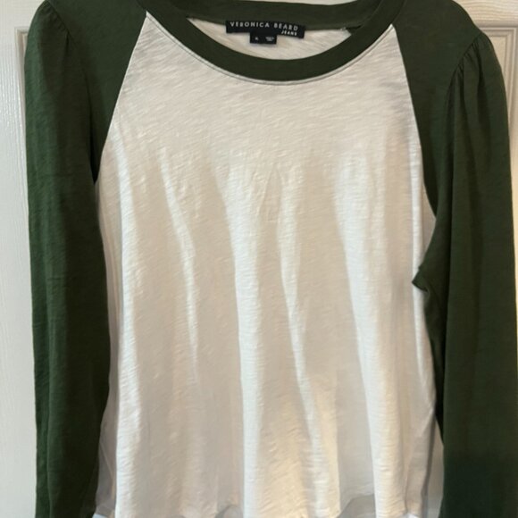Veronica Beard  Mason Two-Tone Cotton Baseball Tee - Picture 3 of 5